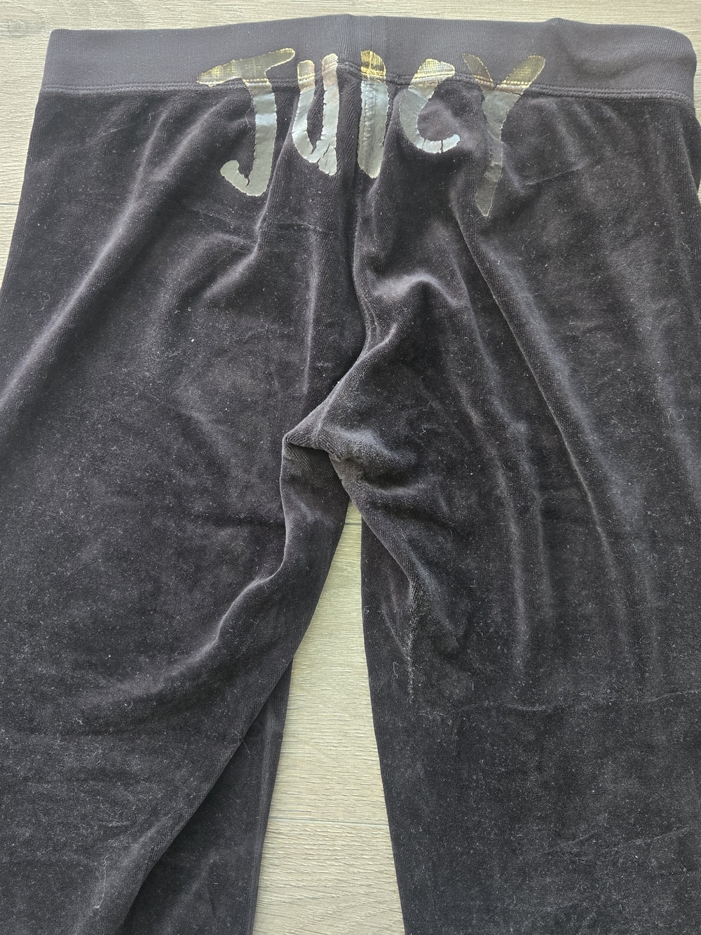 Juicy Couture Black Velour Leggings with Metallic Logo